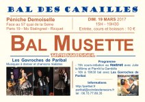 Affiche du Bal des Canailles de mars avec les Gavroches de Paribal